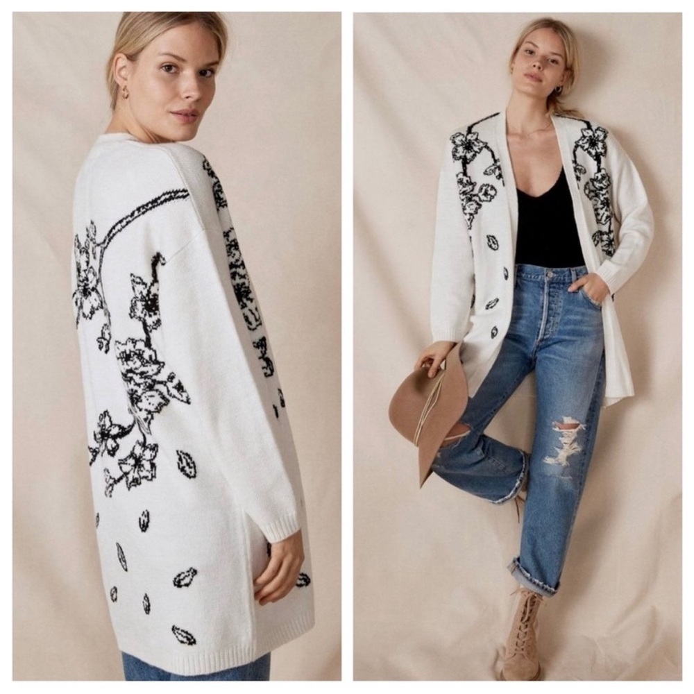 Anthropologie Women's Cardigan Sweater black and white.